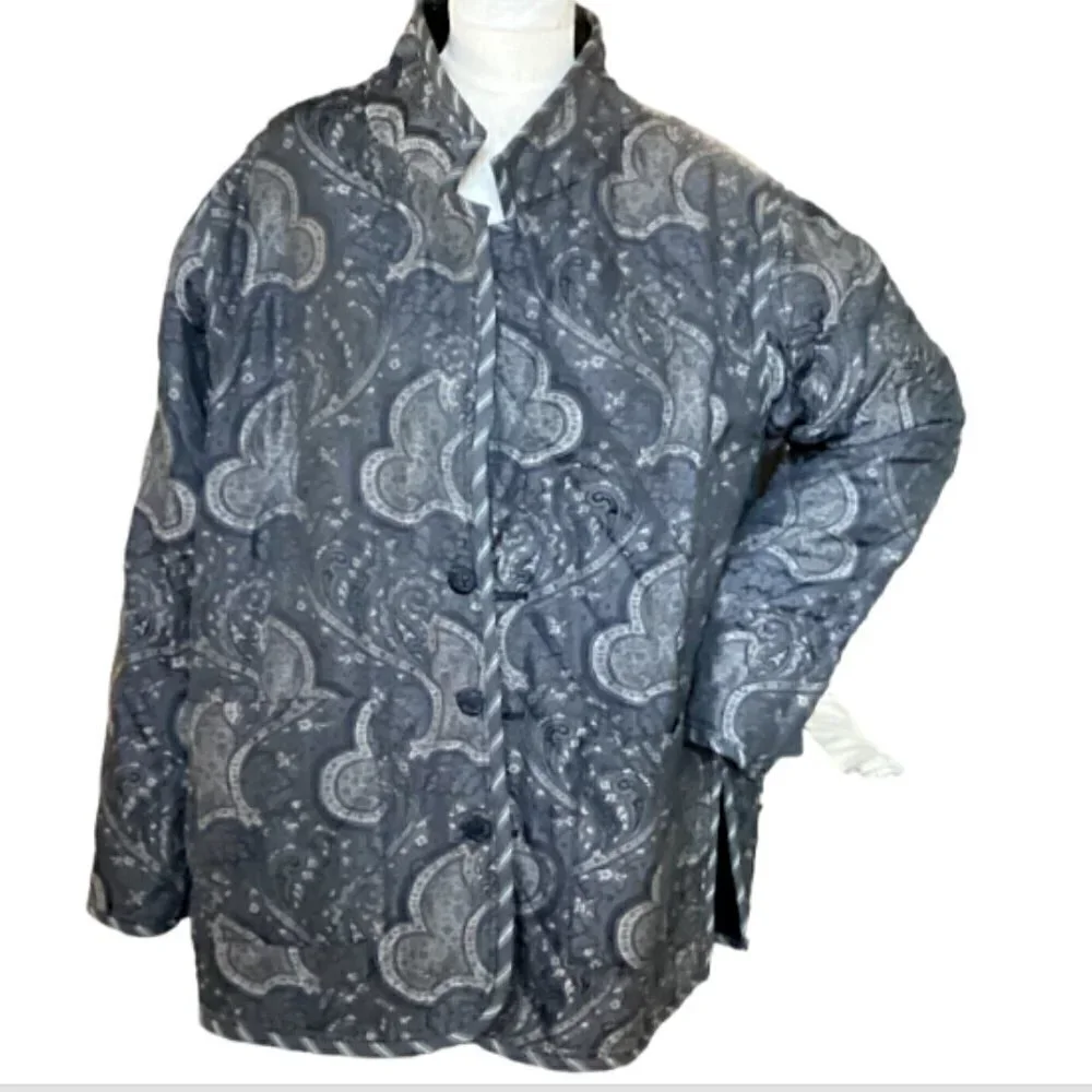 Koos of Course Vintage Reversible Velvet Jacket‎ Plus Sz 1X Black #167K